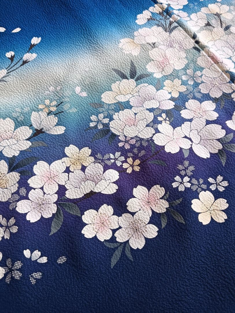 ロイヤルブルー 桜尽くし　金彩技法　振袖フルセット　美品　丈160 裄66