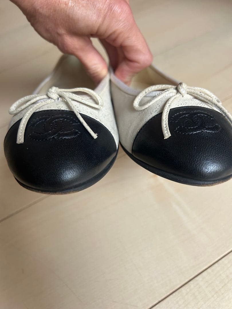 CHANEL バレエシューズ ホワイト/ブラック