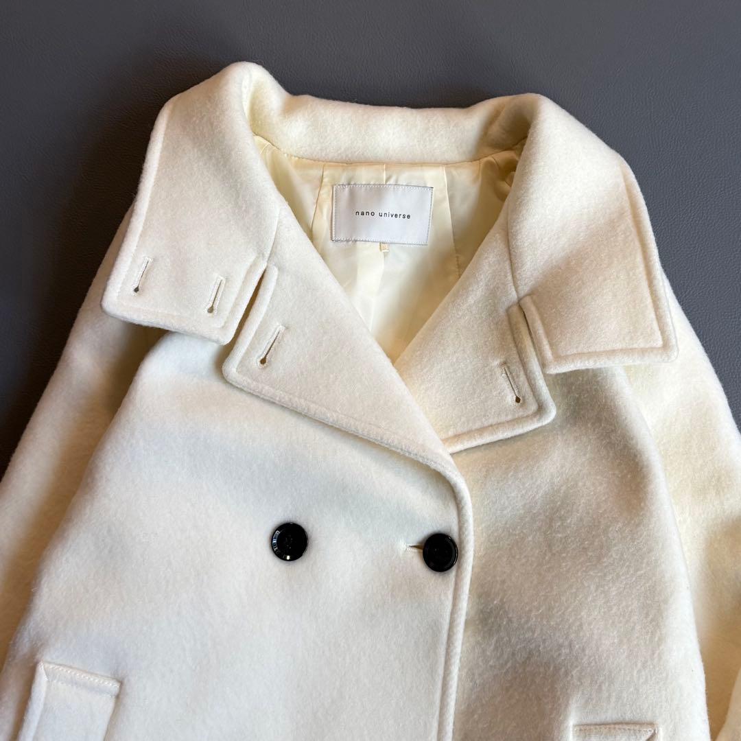 美品 ナノユニバース PECOLAMBウールカシミヤスタンドカラーコート