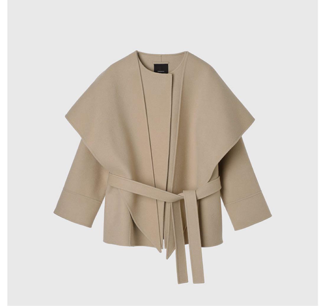 【完売品⭐︎試着のみ美品】リバーウールミドルマフラーコート　ベージュanuans