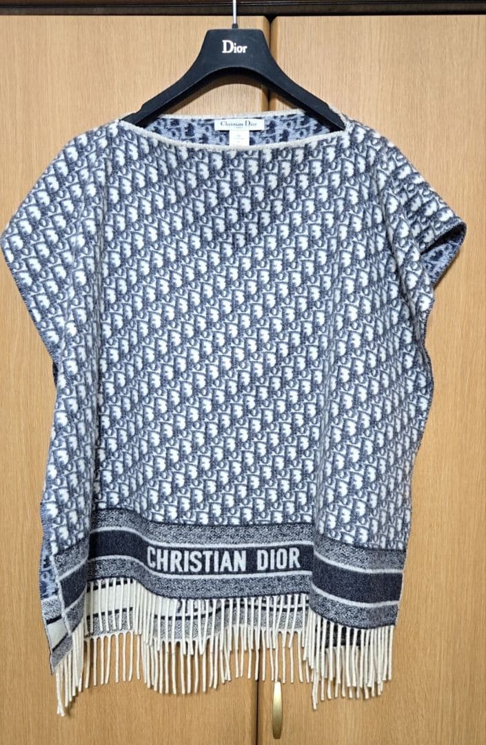 クリスチャン ディオール オブリーク カシミヤ100％ ポンチョ