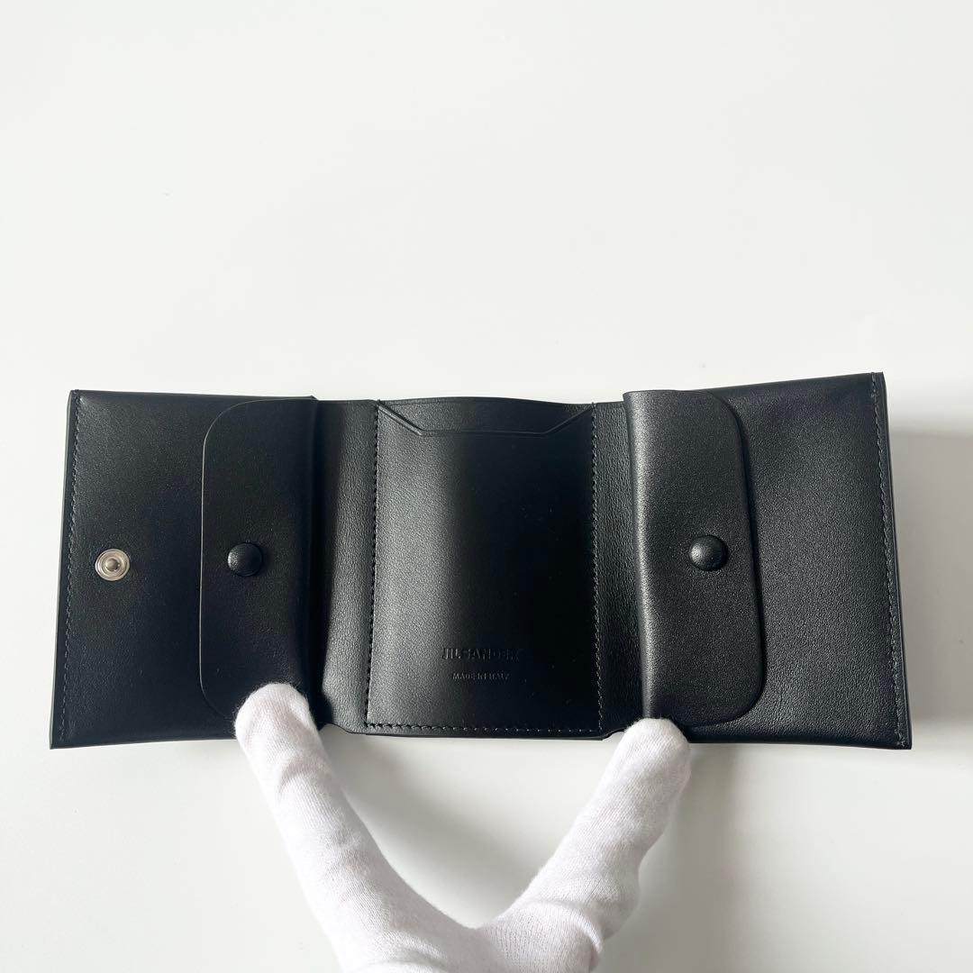 ジルサンダー　ORIGAMI　三つ折り財布　レザー　黒　ブラック　ユニセックス