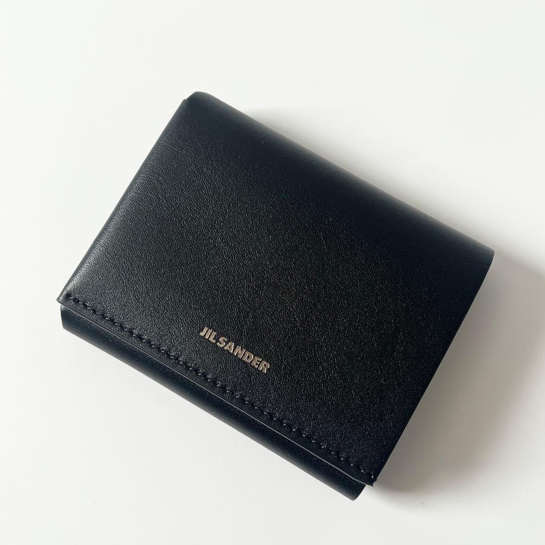 ジルサンダー　ORIGAMI　三つ折り財布　レザー　黒　ブラック　ユニセックス