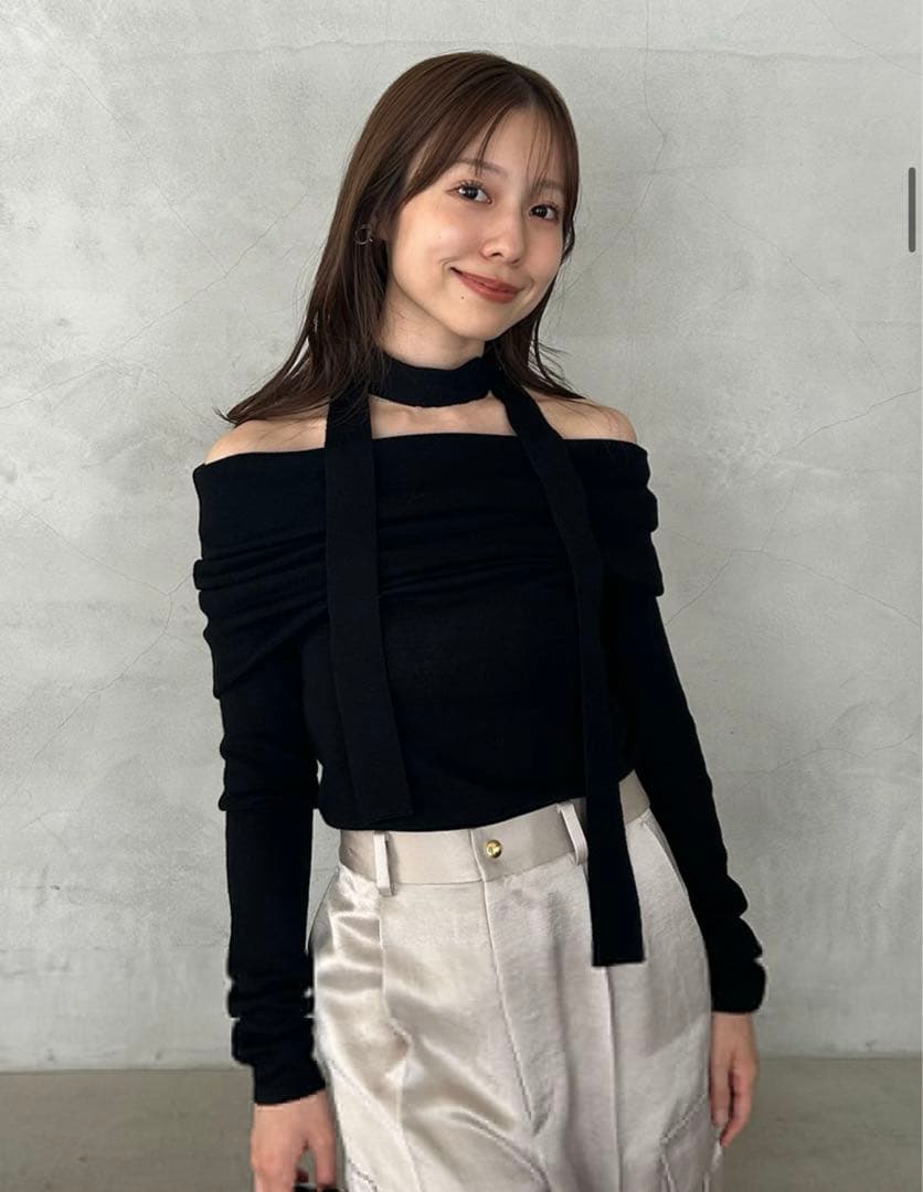 【FRAY I.D】オフショルフロッキーチュールトップス