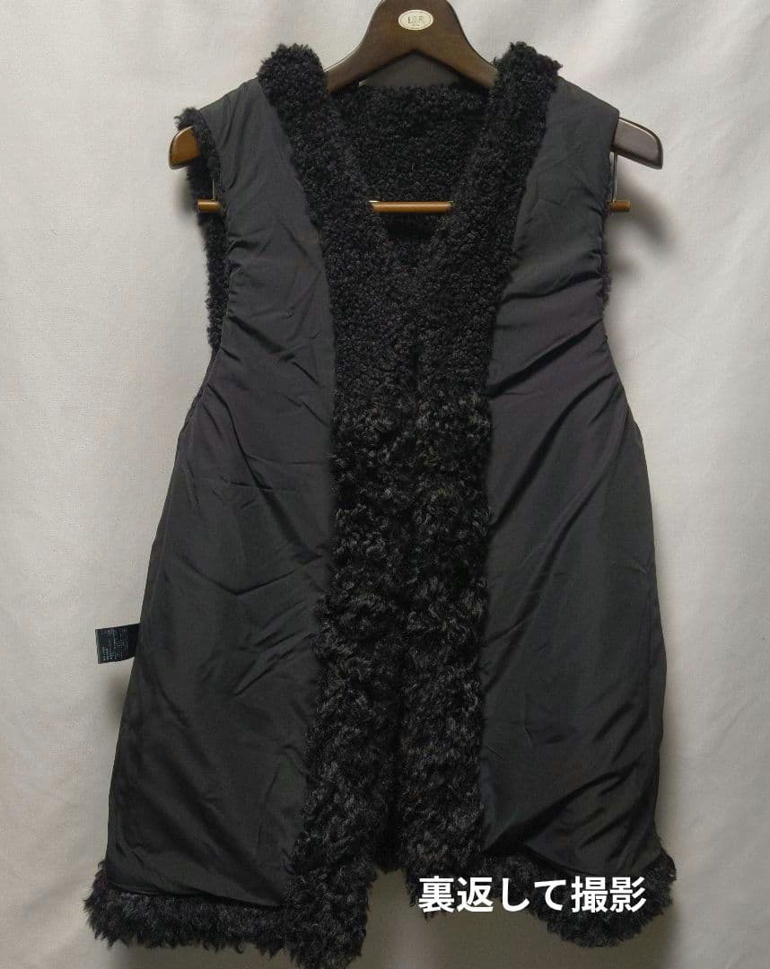 再値下【美品】PASSIONE 黒 切替 フェイクファー ジレ　エコファー