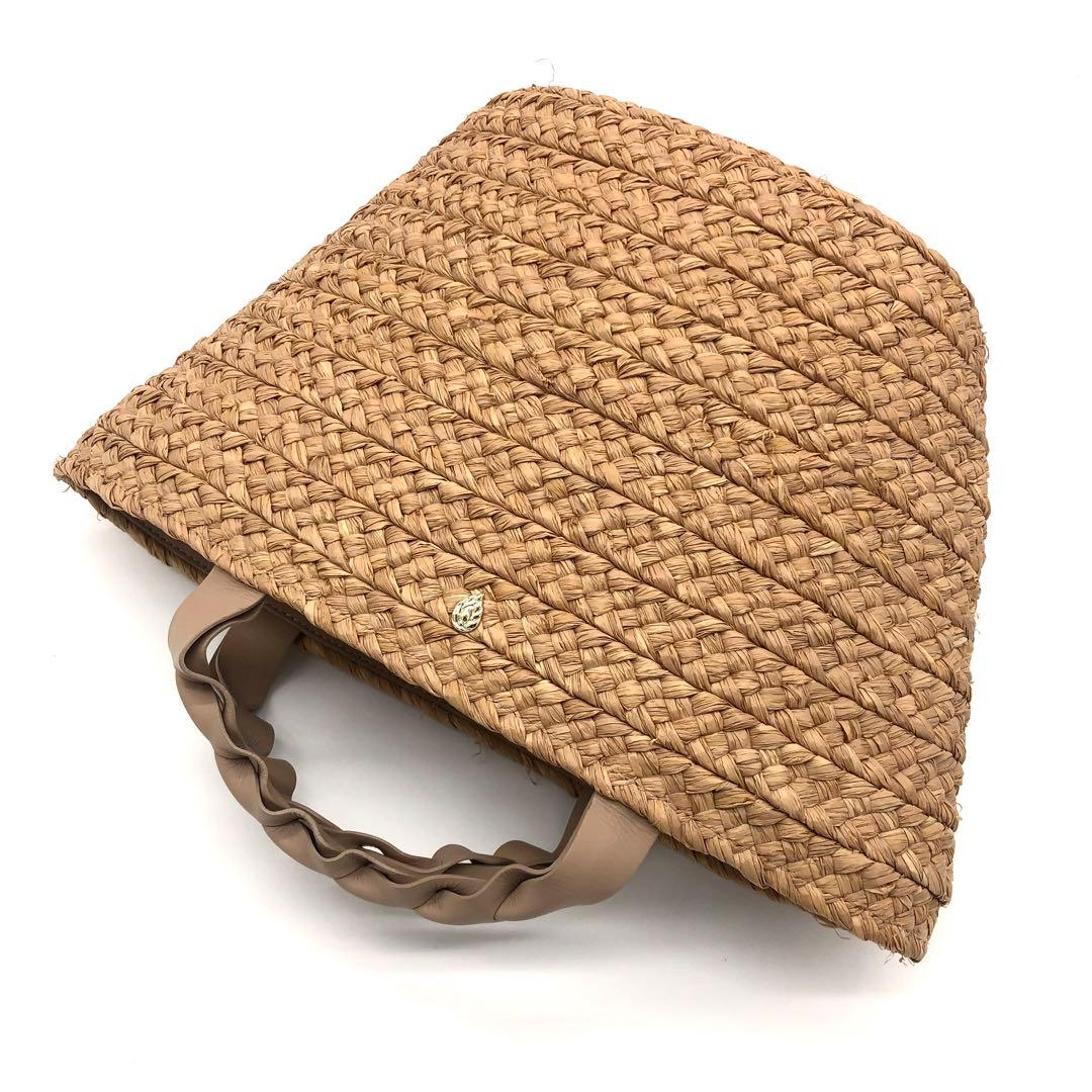 【未使用に近い✨】ヘレンカミンスキー カゴバッグ ラフィアリーフ ブラウン モカ