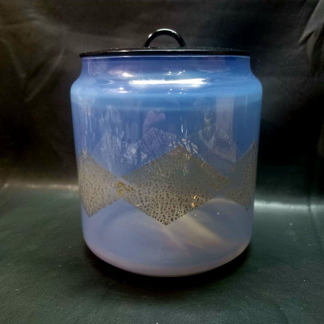 【茶道具】★乳白色 蓋付き ガラス 水指 ★ オパールセント オパルセント