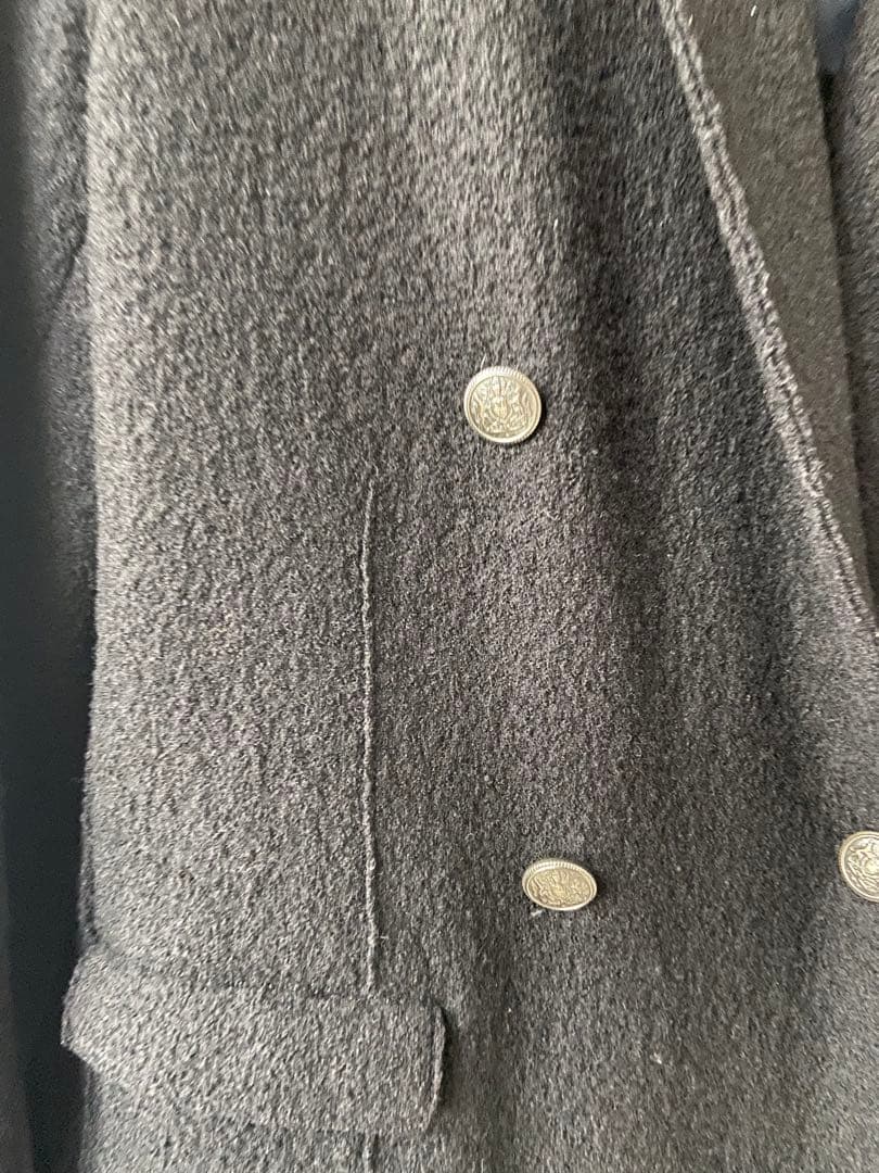 イレブンティ ダブルブレスト ブラック ロングコート