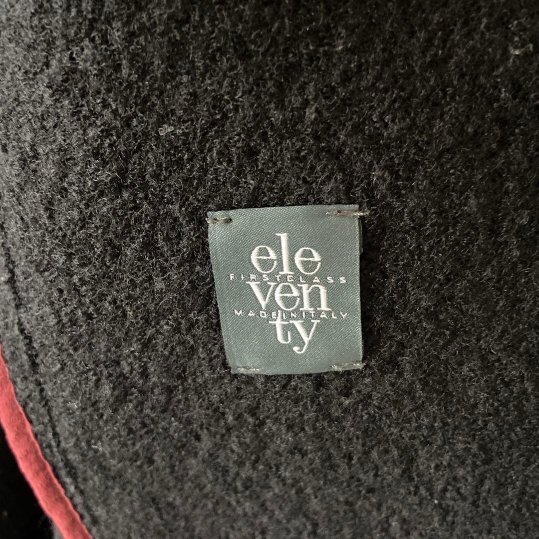 イレブンティ ダブルブレスト ブラック ロングコート