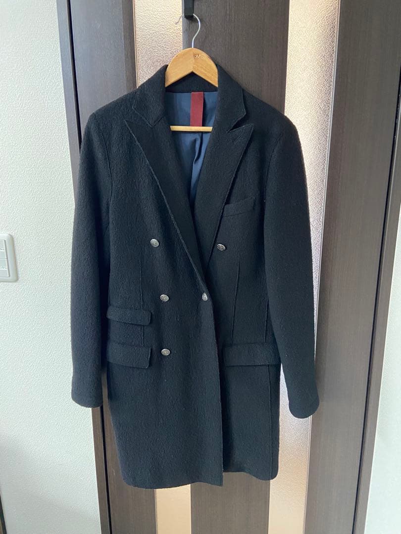 イレブンティ ダブルブレスト ブラック ロングコート