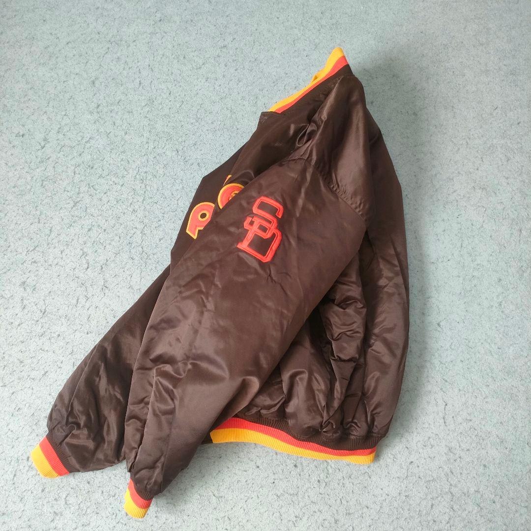 パドレス クーパーズタウン製 スタジャン ナイロンジャケット ブラウン XL