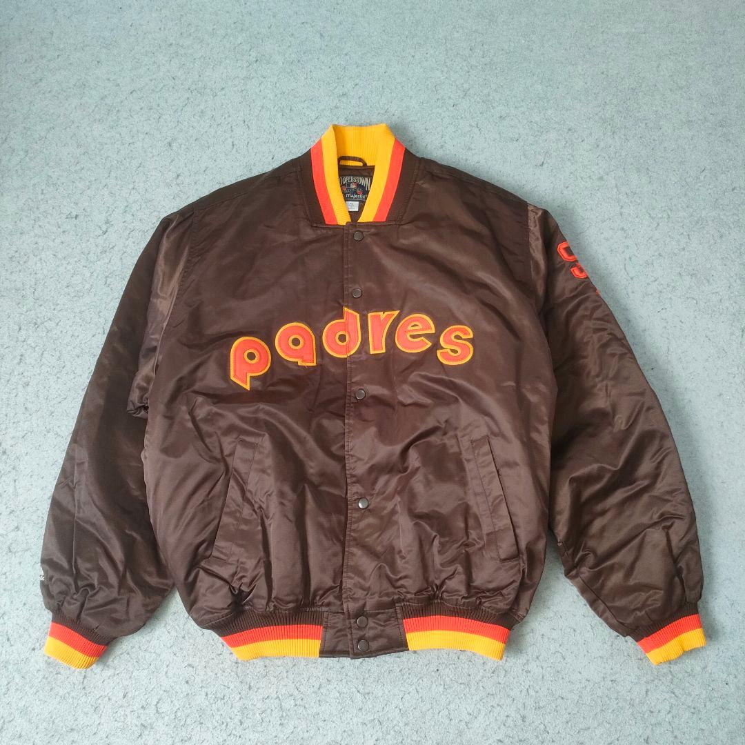 パドレス クーパーズタウン製 スタジャン ナイロンジャケット ブラウン XL