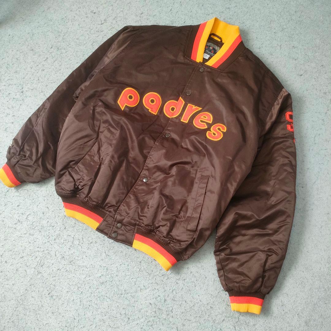 パドレス クーパーズタウン製 スタジャン ナイロンジャケット ブラウン XL