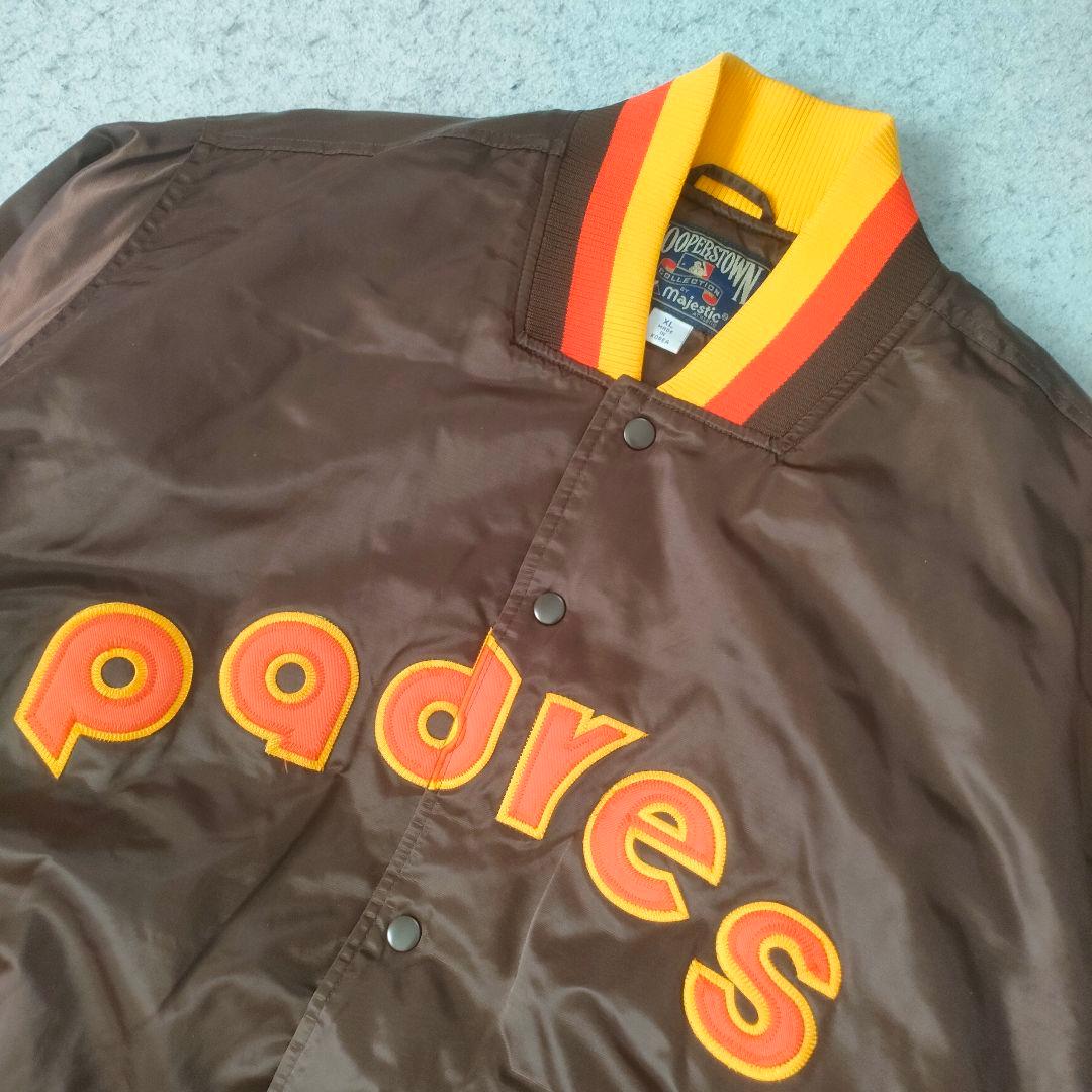 パドレス クーパーズタウン製 スタジャン ナイロンジャケット ブラウン XL