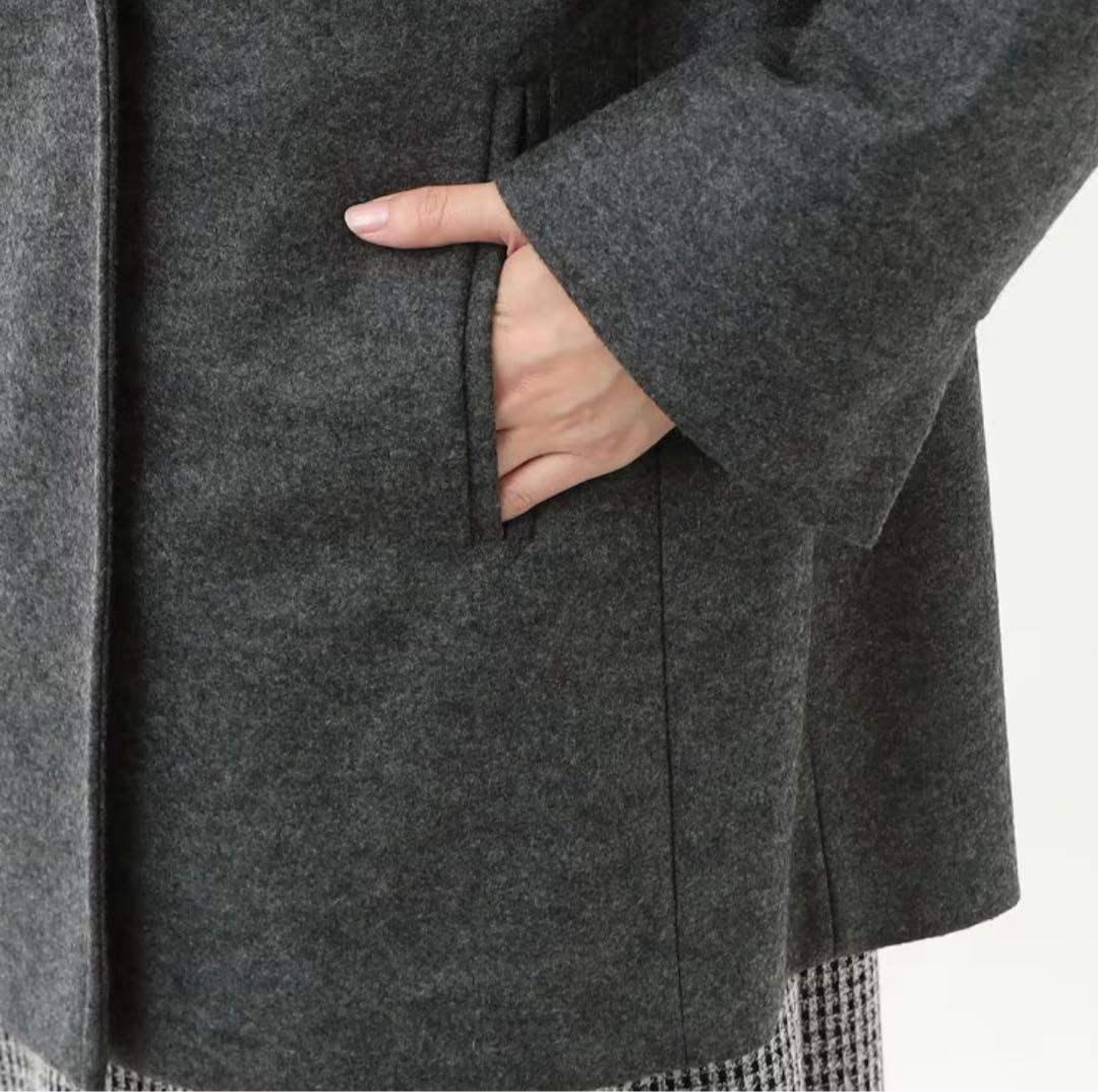 Reflect ウール混メルトンライクピーコート 7号チャコールグレー【未使用】
