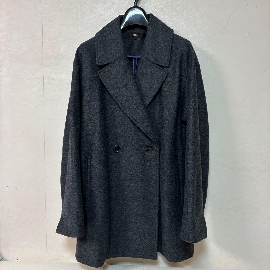 Reflect ウール混メルトンライクピーコート 7号チャコールグレー【未使用】