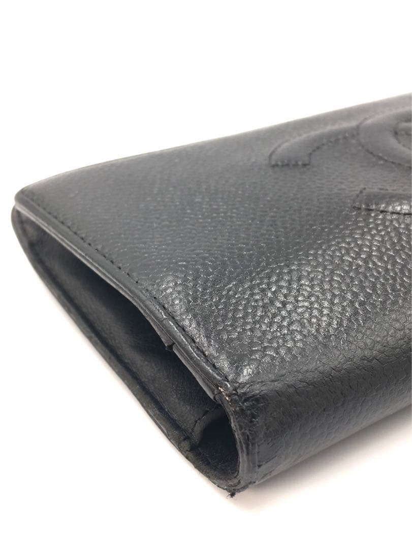 J64 シャネル　CHANEL キャビアスキン　長財布