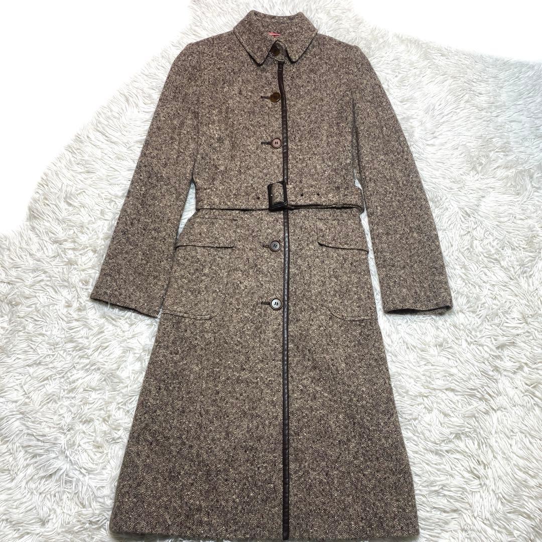 食米過子 ポールスミス　ツイード　ベルト　アンゴラ混　ブラウン　スリット