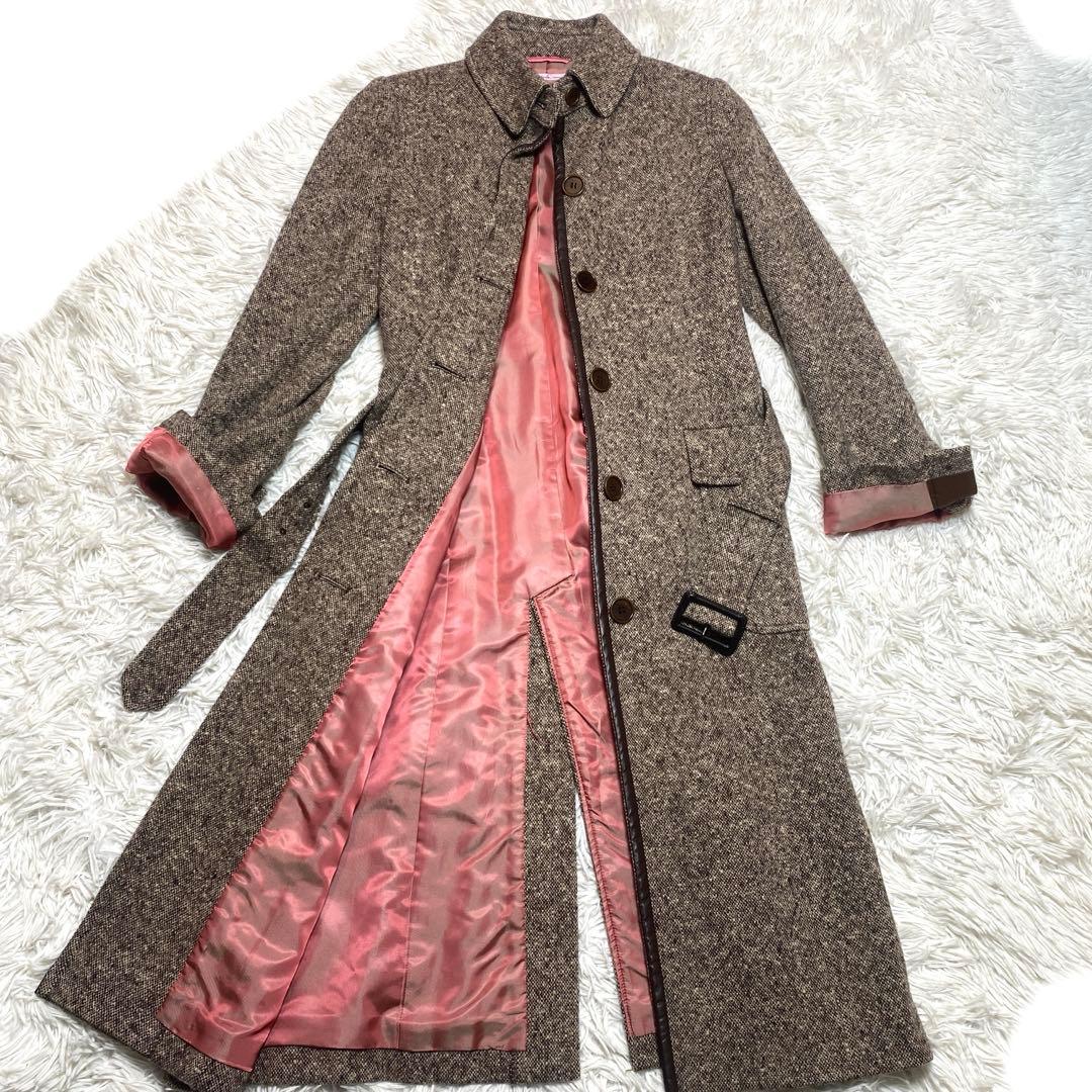 食米過子 ポールスミス　ツイード　ベルト　アンゴラ混　ブラウン　スリット