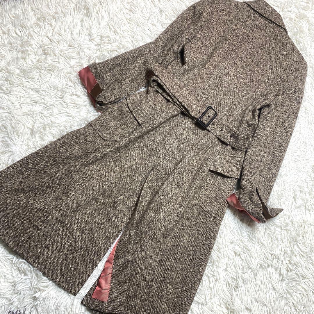 食米過子 ポールスミス　ツイード　ベルト　アンゴラ混　ブラウン　スリット