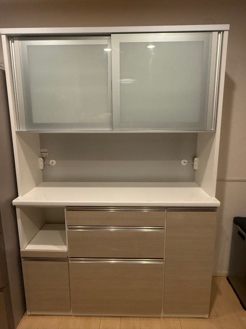 松田家具　カップボード　食器棚　ラテオーク　ベージュ