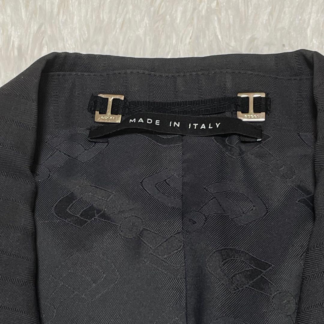 998 GUCCI テーラードジャケット グレー ストライプ 40 裏地総柄
