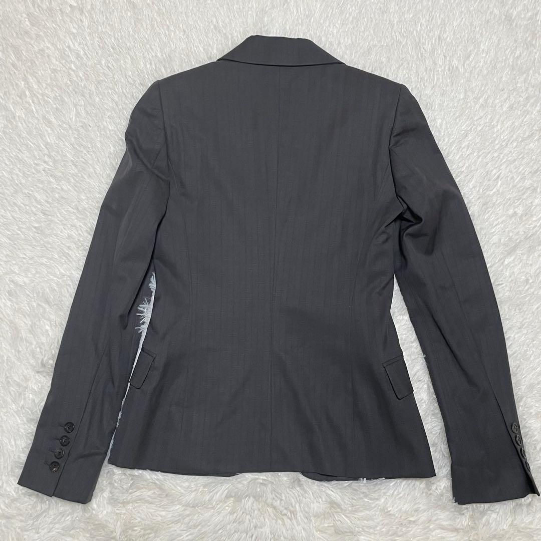 998 GUCCI テーラードジャケット グレー ストライプ 40 裏地総柄