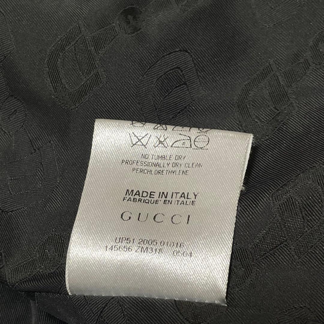 998 GUCCI テーラードジャケット グレー ストライプ 40 裏地総柄