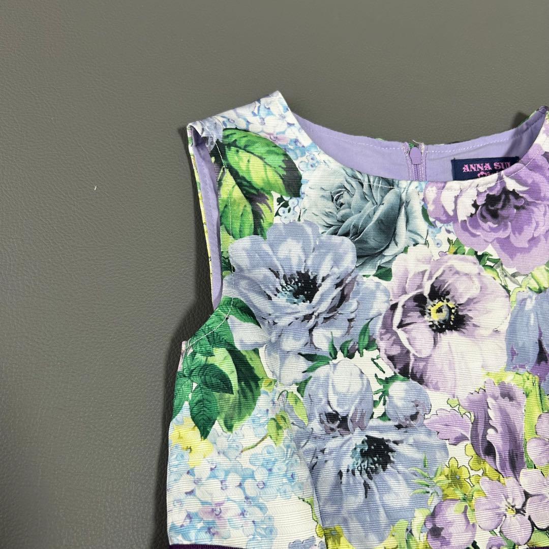 人気モデル＊アナスイミニ ワンピース 花柄 パープル【L】130cm
