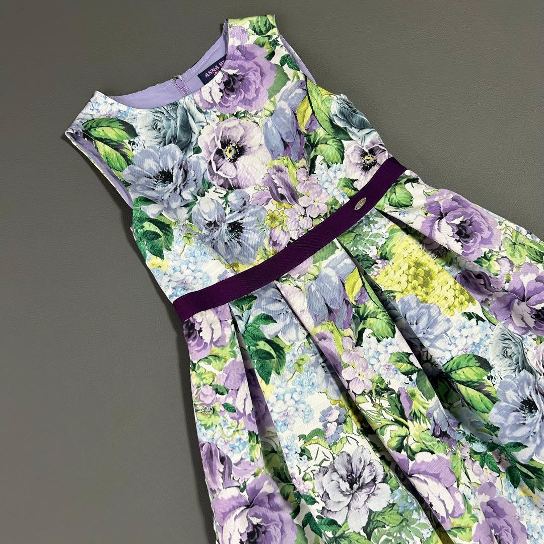 人気モデル＊アナスイミニ ワンピース 花柄 パープル【L】130cm
