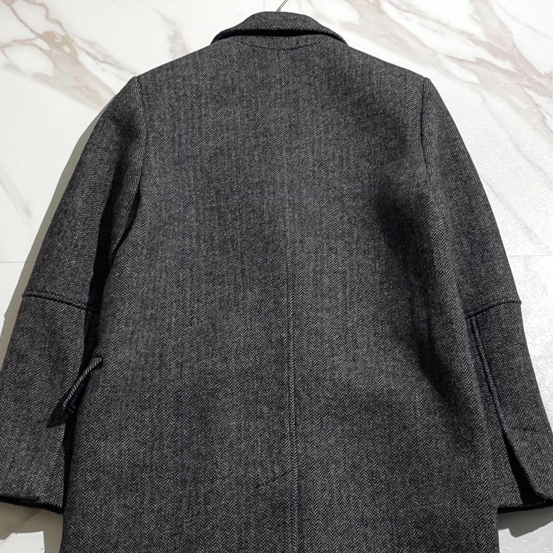 極美品 近年 ザラ チェスターコート マキシ丈 ヘリンボーン ダブルブレスト M