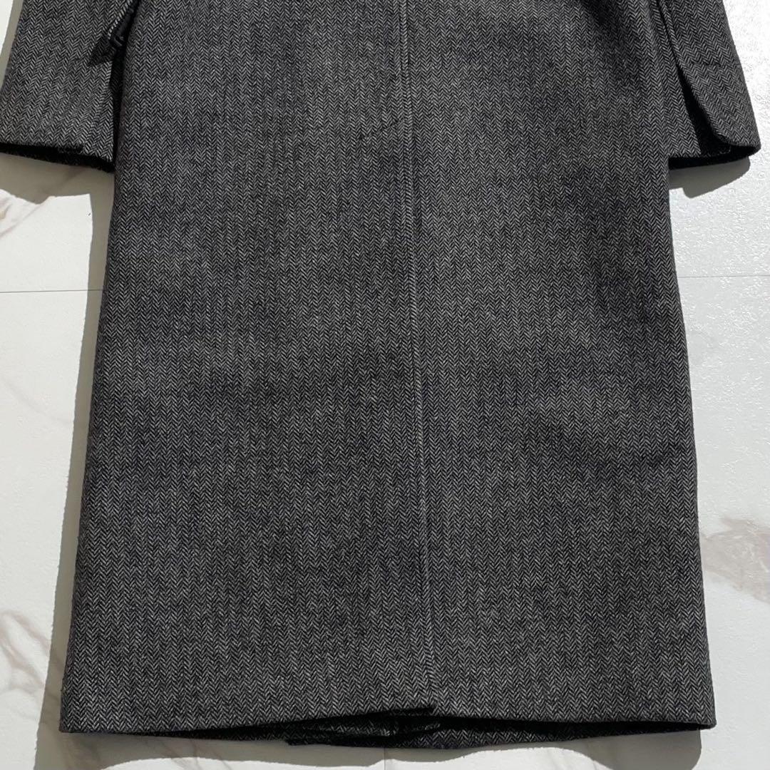 極美品 近年 ザラ チェスターコート マキシ丈 ヘリンボーン ダブルブレスト M