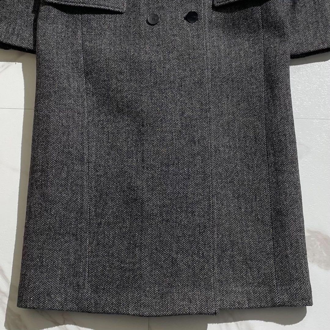 極美品 近年 ザラ チェスターコート マキシ丈 ヘリンボーン ダブルブレスト M