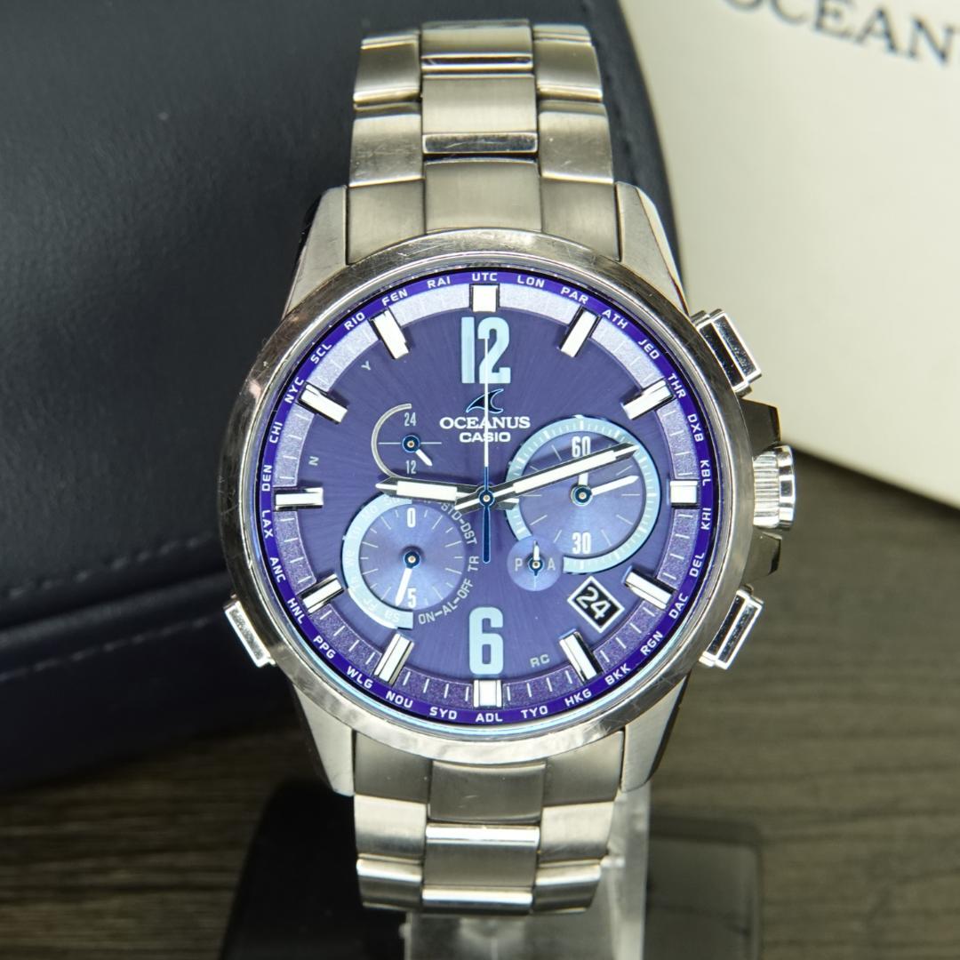 【電池新品】希少青 オシアナス OCW-T2000 箱付美品 電波ソーラー