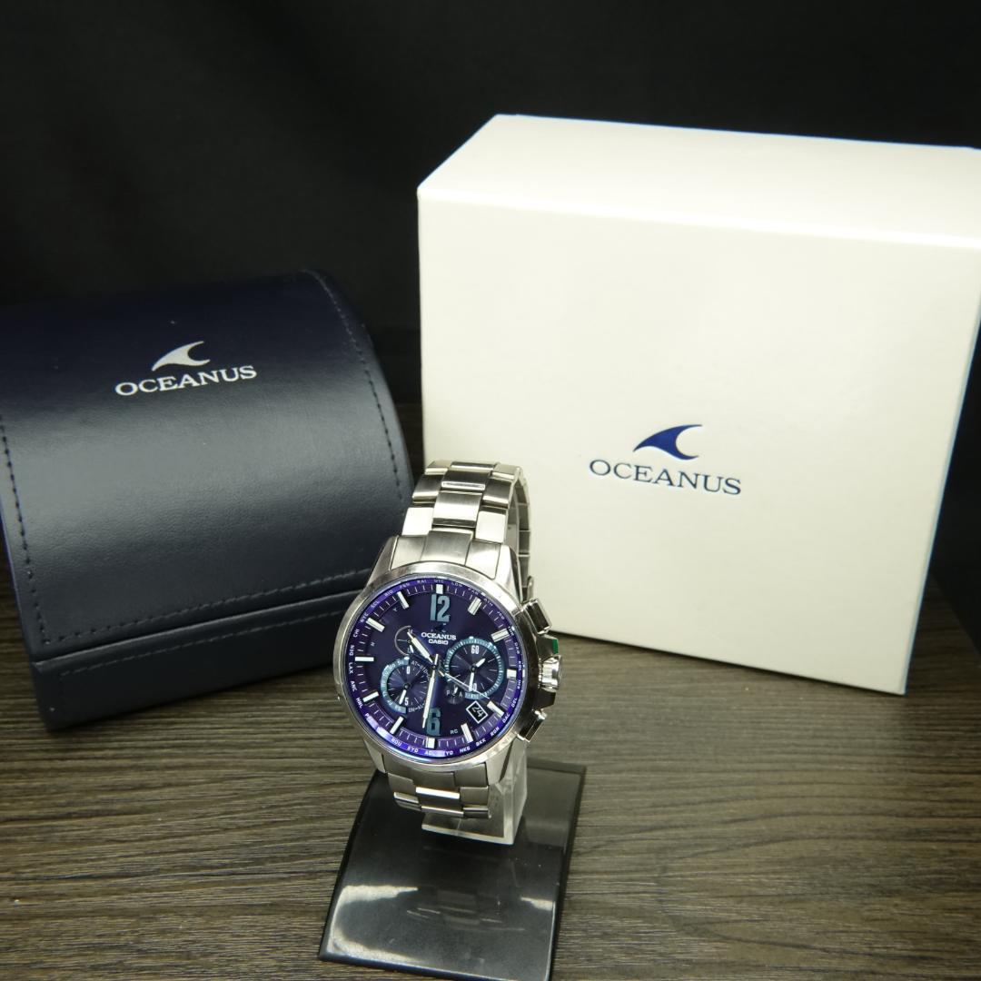 【電池新品】希少青 オシアナス OCW-T2000 箱付美品 電波ソーラー