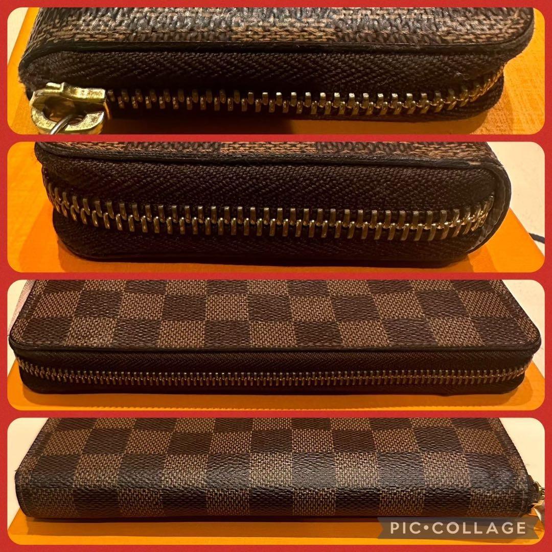 【極上美品】ルイヴィトン ダミエ エベヌ クレマンス ジッピー ローズ 長財布