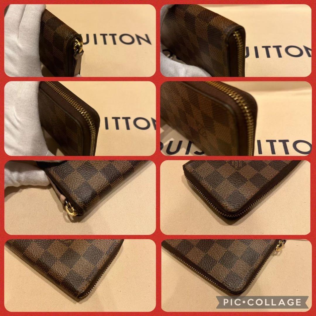 【極上美品】ルイヴィトン ダミエ エベヌ クレマンス ジッピー ローズ 長財布