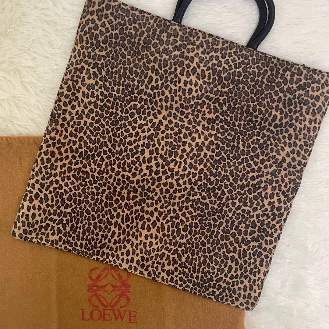 美品 LOEWE ロエベ トートバッグ レオパード柄 バイカラー レザー