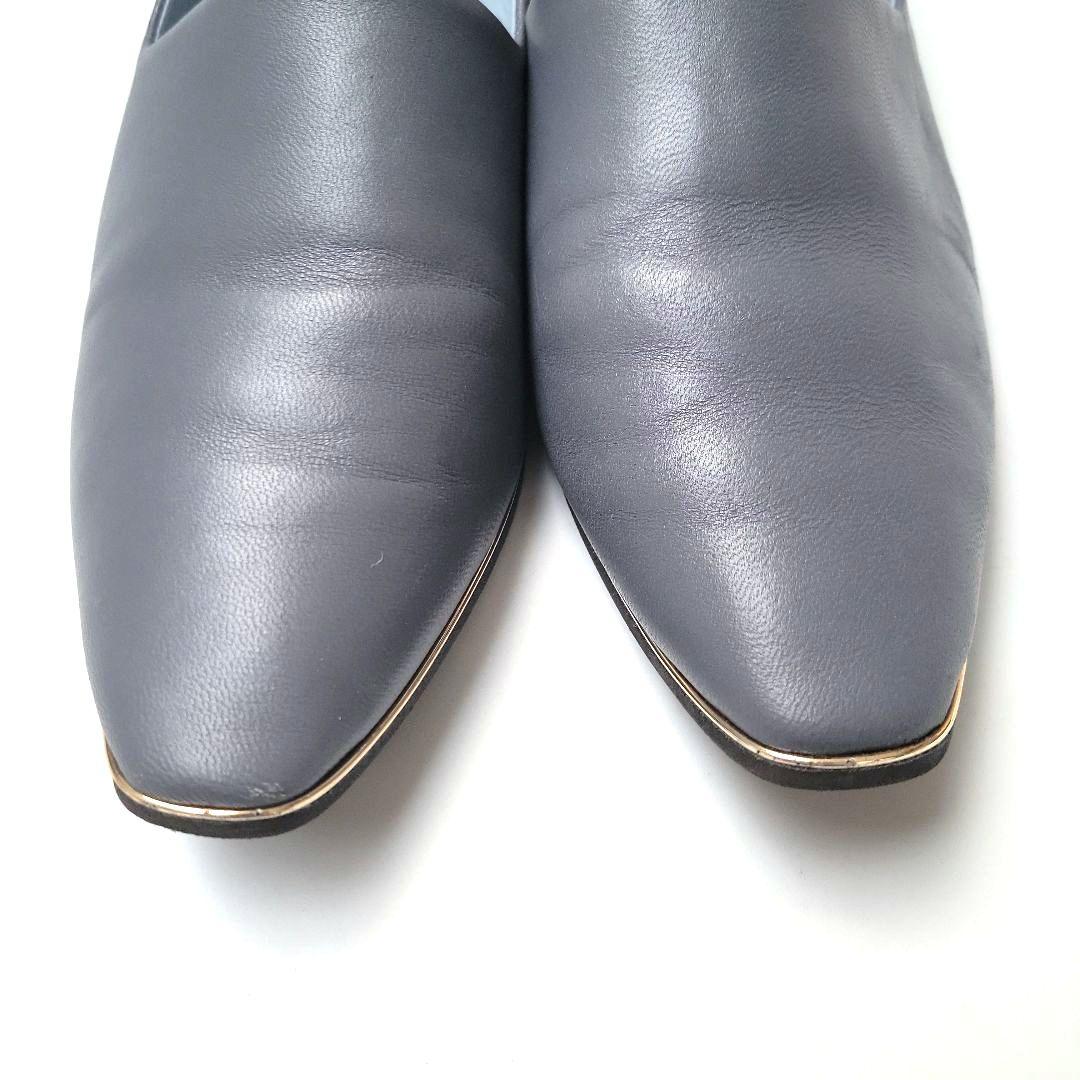 美品 HIMIKO 卑弥呼 本革 メタルラインフラットパンプス 24.5cm