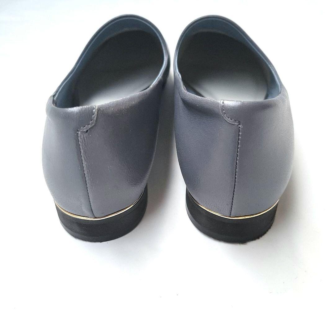 美品 HIMIKO 卑弥呼 本革 メタルラインフラットパンプス 24.5cm