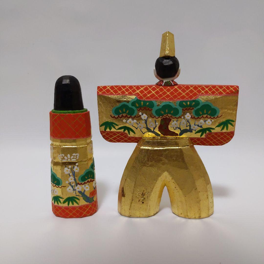 雛人形 木彫人形 一刀彫 松園作 木箱付