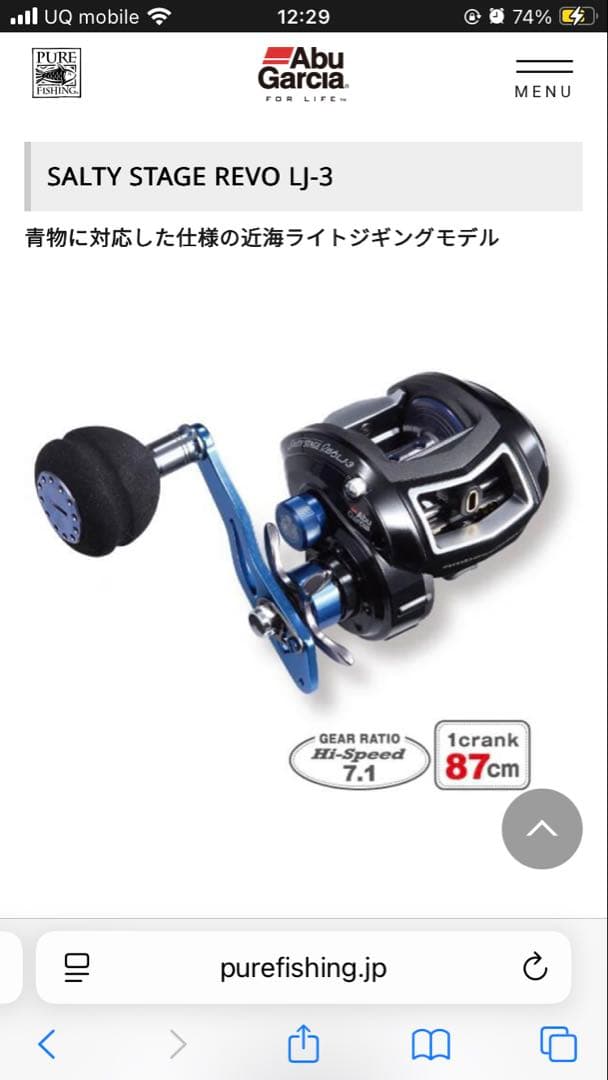 中古美品 アブガルシア レボ ソルティステージ Salty Stage LJ-3