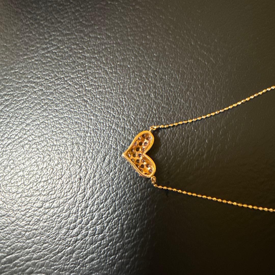 ハート型ストーン付きネックレス ピンクゴールド