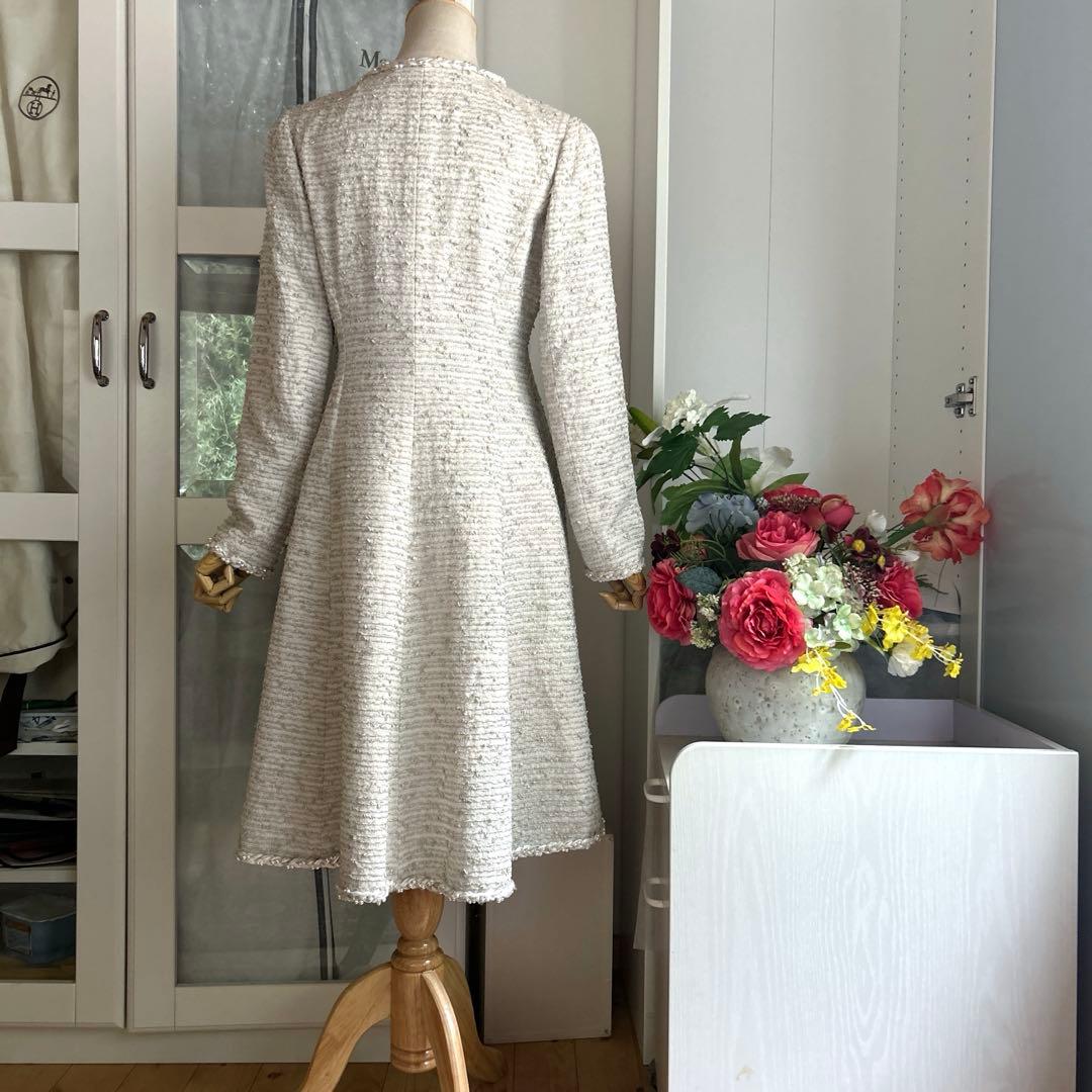 未使用近い　ルネ　パール装飾×高級ツィード素材　ロングコート