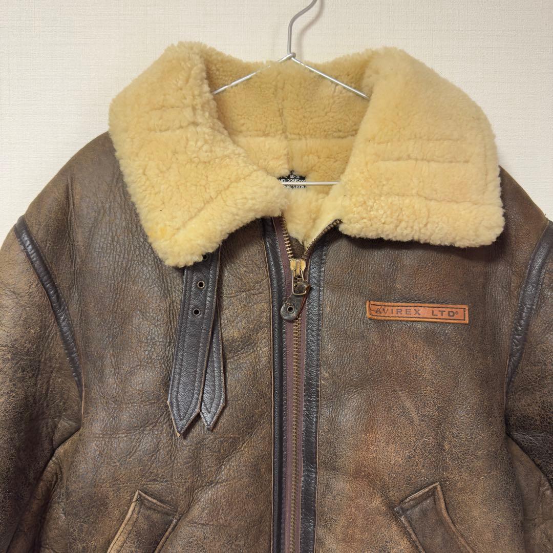 【希少】 80’s〜AVIREX B-3 ムートンジャケット 胸タグ ラムレザー