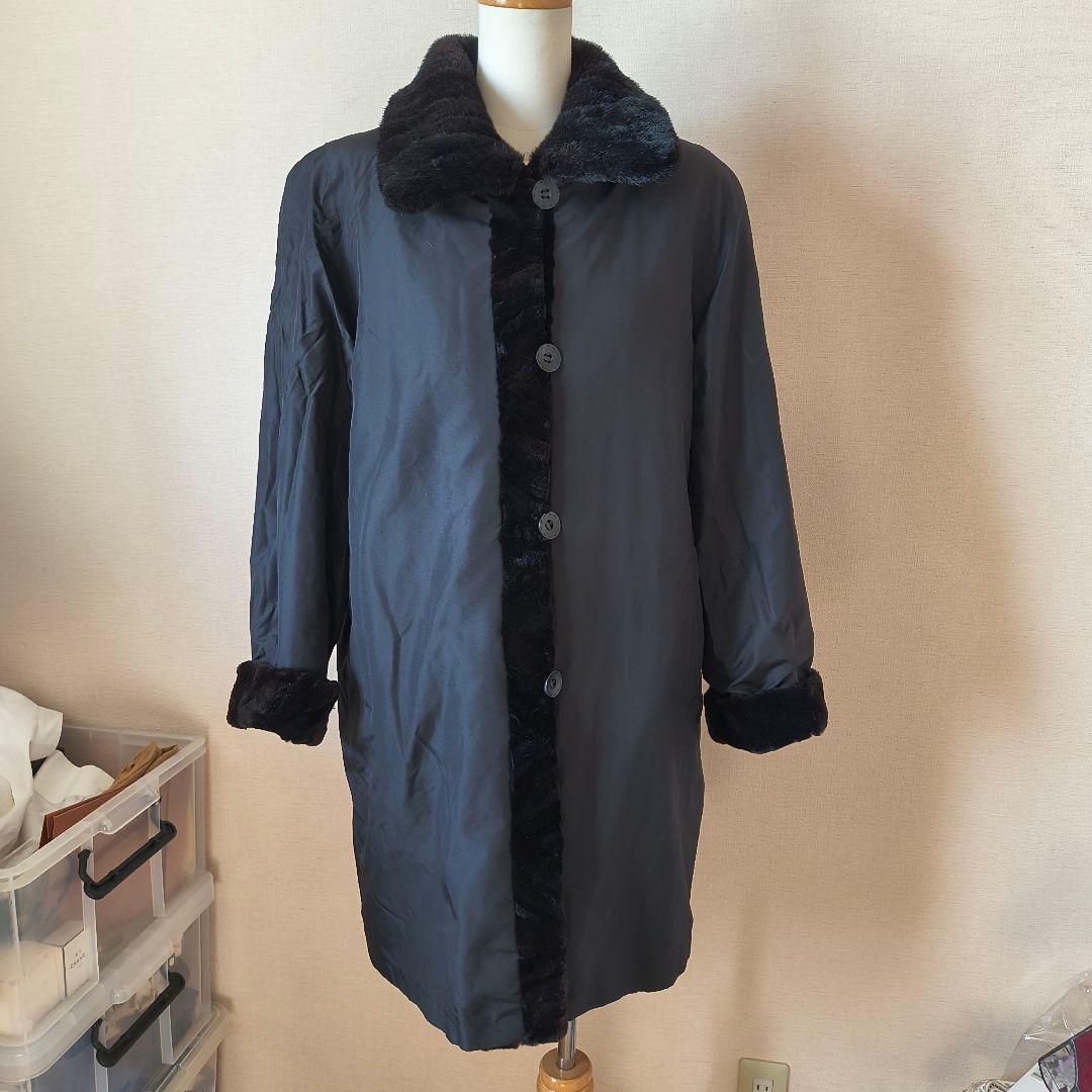 スズキ シェアードミンク リバーシブル コート M〜L ブラック系