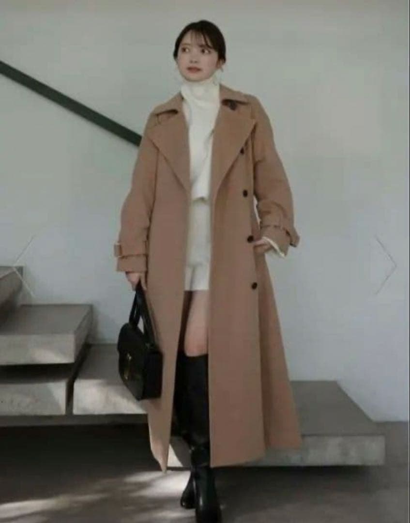 【新品】ánuans ウールトレンチコート　キャメルS