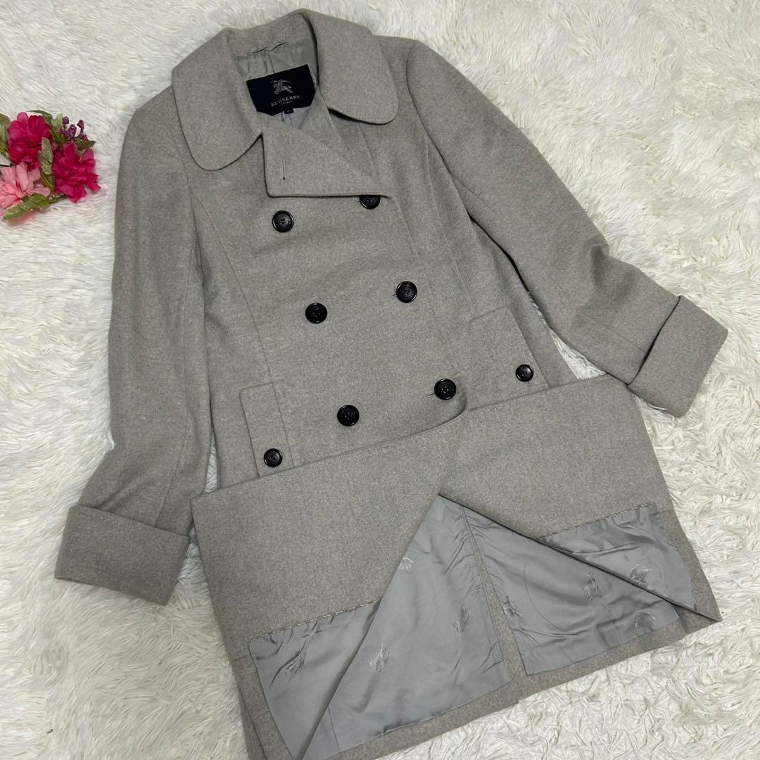 【極美品/L】バーバリーロンドン チェスターコート アンゴラ Aライン グレー