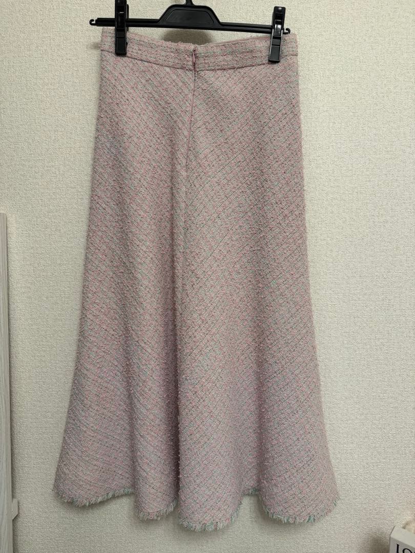 美品　アナイANAYI ピンク　36 ファンシーツィードバイヤスフレア スカート