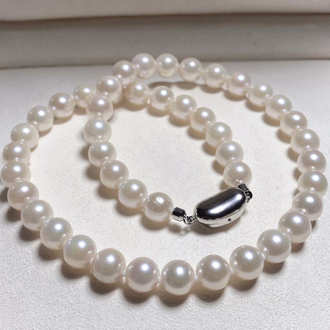 【花珠】 あこや真珠 約8.5〜9.0mm 大珠 パール ネックレス 鑑別書